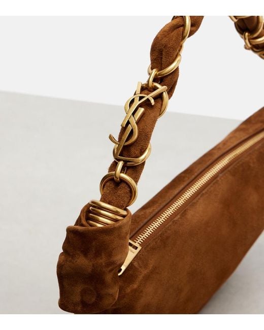 Saint Laurent Brown Amalia Mini Suede Shoulder Bag