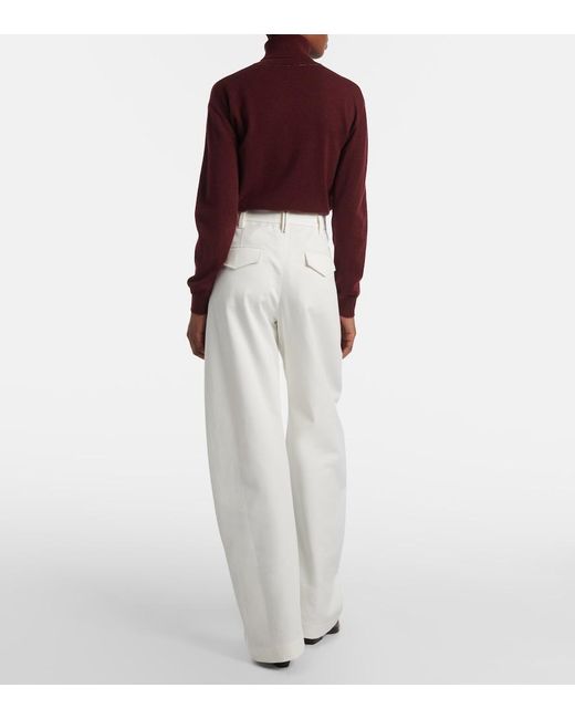 Brunello Cucinelli White Cotton Barrel-Leg Pants