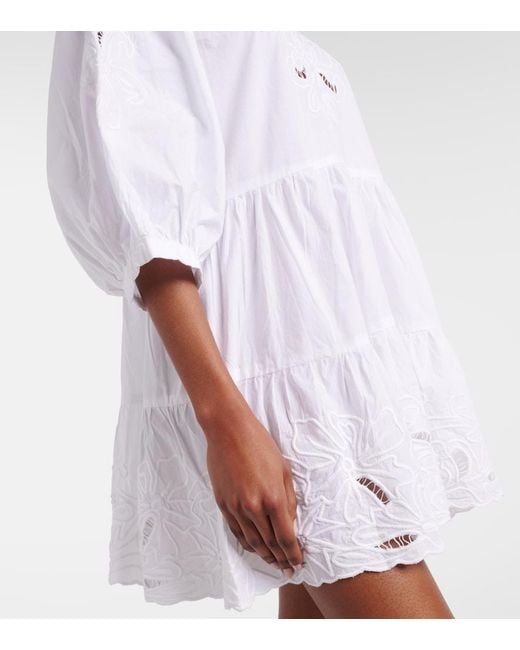 juliet dunn embroidered cotton poplin mini dress Embroidered cotton poplin minidress in black - Juliet Dunn