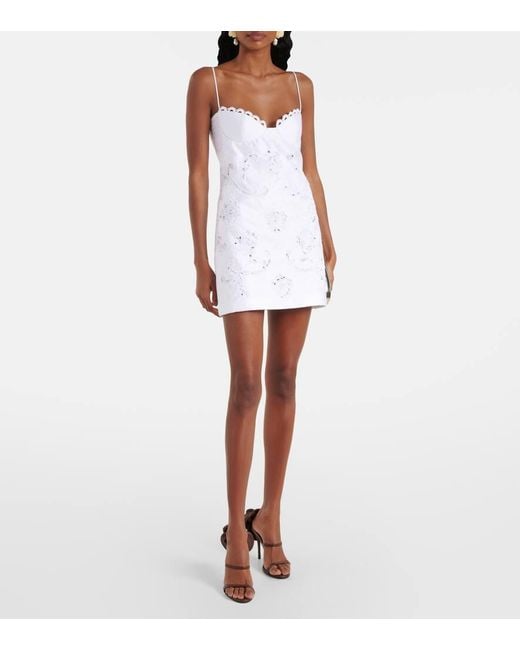 Vestido Bustier De Popelin Con Encaje Magda Butrym de color White