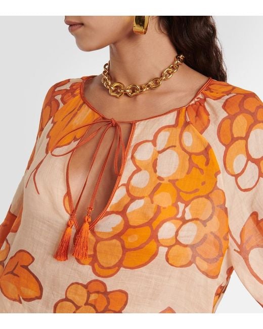 Etro Orange Printed Ramie Tunic