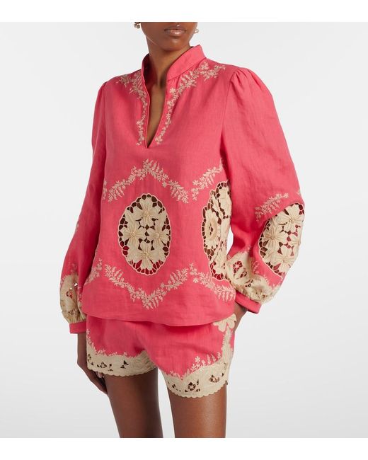 Valentino Pink Embroidered Linen Shirt