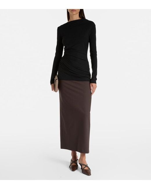 Brunello Cucinelli Black Monili Gathered Top
