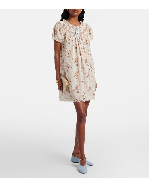 Doen Natural Minikleid Daphne Aus Baumwollpopeline Mit Spitze