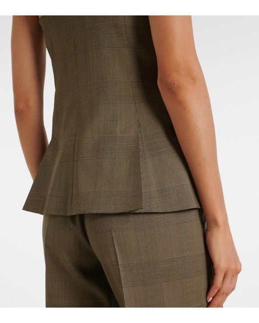 Max Mara Green Plaid Virgin Wool Top
