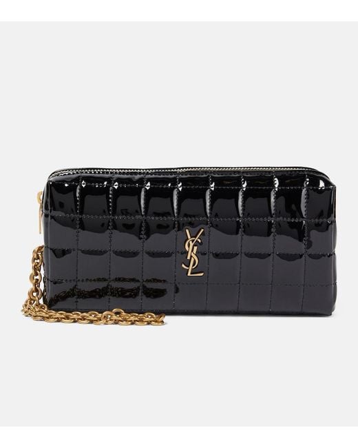 Saint Laurent Black Cassandre Matelasse Pouch With Strap