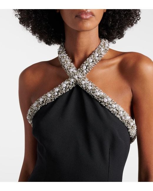 Vestido De Fiesta De Crepe Adornado Jonathan Simkhai de color Black