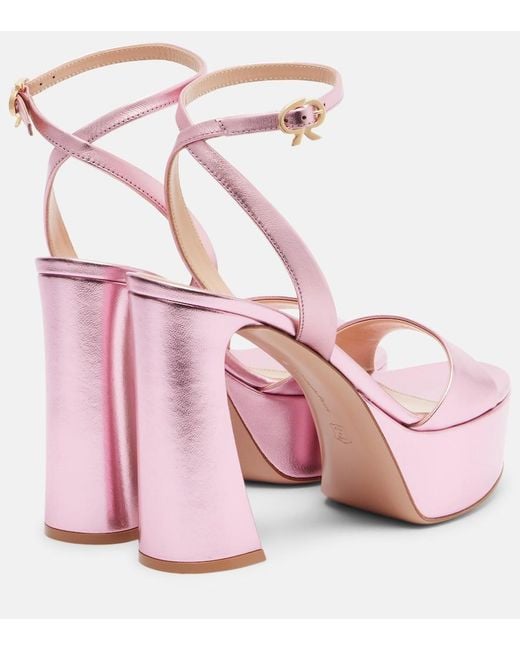 Gianvito Rossi Pink Nancy 110 Leather Platform Sandals