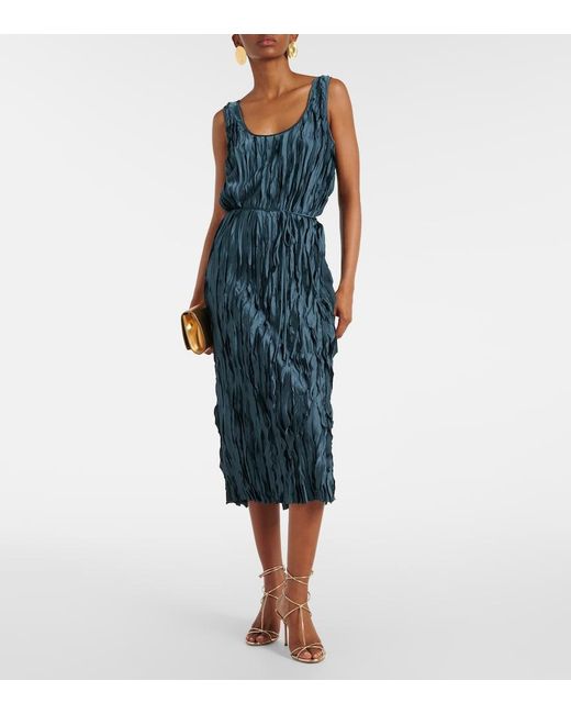 Vince Blue Crushed Bias Tank Dress