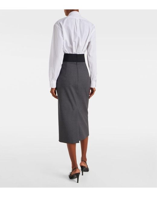 Sportmax Gray Finire Virgin Wool Pencil Skirt