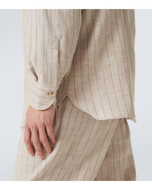 Rubinacci Hemdjacke Aus Leinen Und Wolle in Natural für Herren