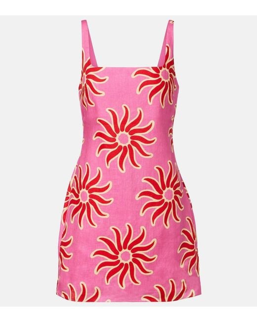 Cala De La Cruz Red Printed Linen Minidress