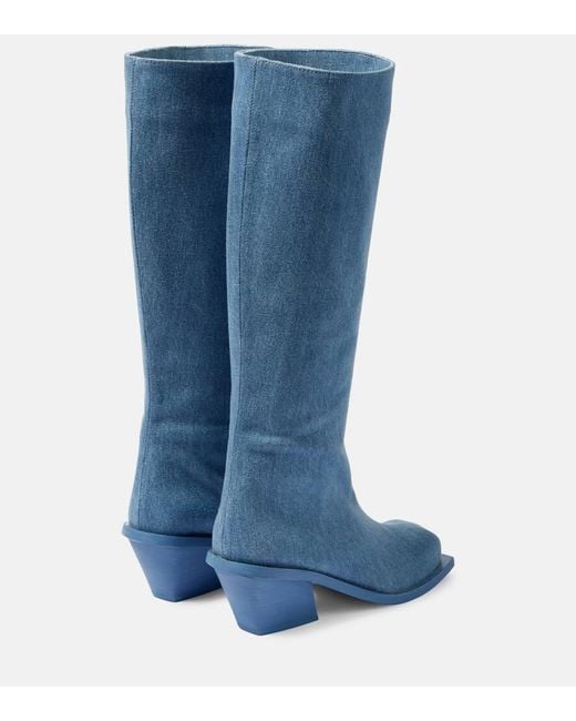 Gia Borghini Blue Blondine Denim Knee-High Boots