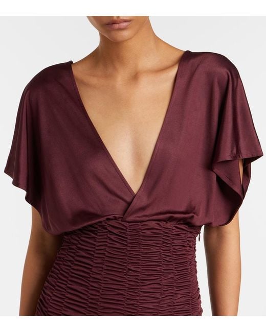 AYA MUSE Purple Anara Ruched Maxi Dress