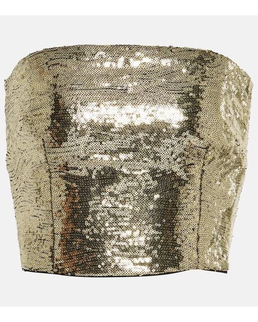 Dolce & Gabbana Metallic Cropped-Top Mit Pailletten