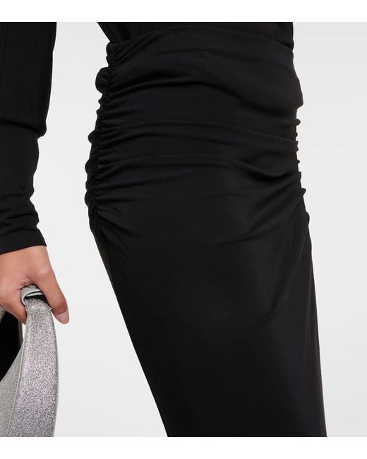 Velvet Black Hilton Ruched Jersey Midi Skirt