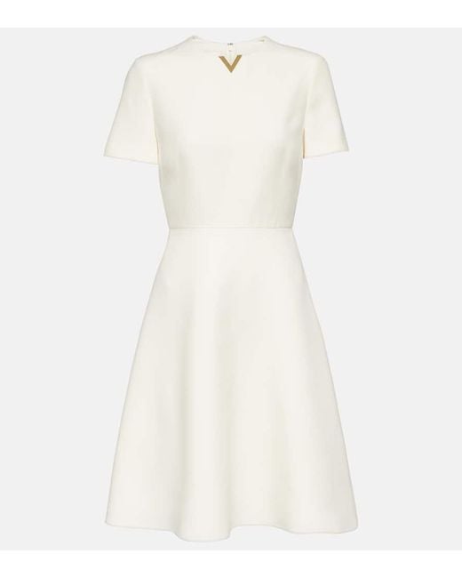 Valentino White Wool And Silk Minidress