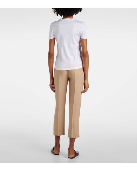 Camiseta Cropped My-T De Algodon Loro Piana de color White