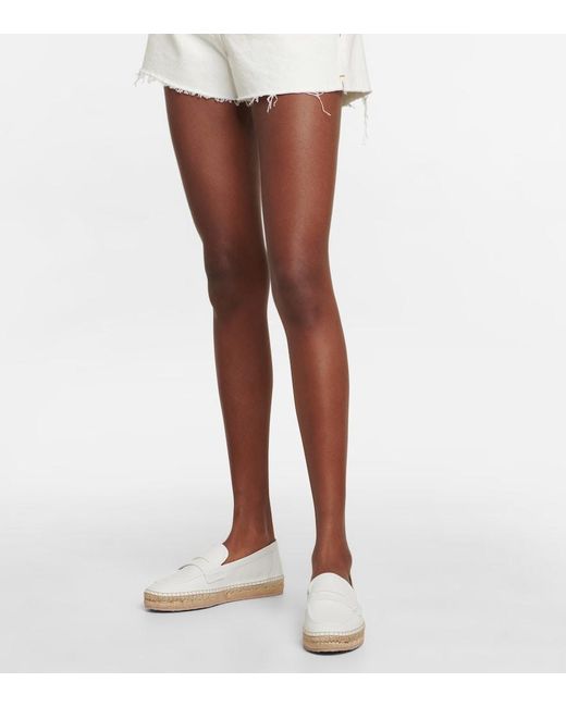 Gianvito Rossi White Lido Leather Espadrille Loafers
