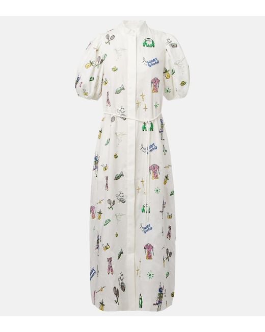 ALÉMAIS White Play Embroidered Shirt Dress