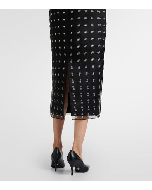 Emilia Wickstead Black Bethan Polka-Dot Silk Taffeta Pencil Skirt