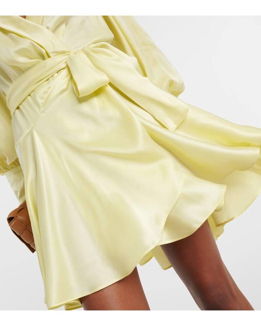 Zimmermann Silk Wrap Dress in Yellow | Lyst