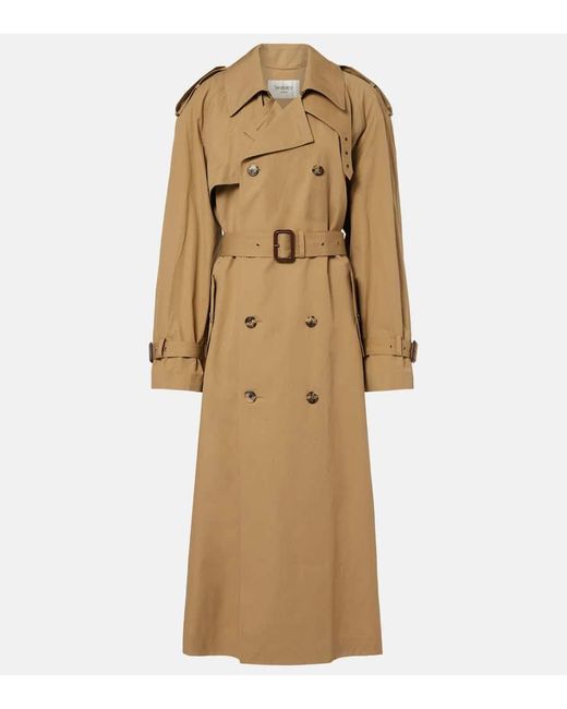 Saint Laurent Natural Cotton And Silk Trench Coat