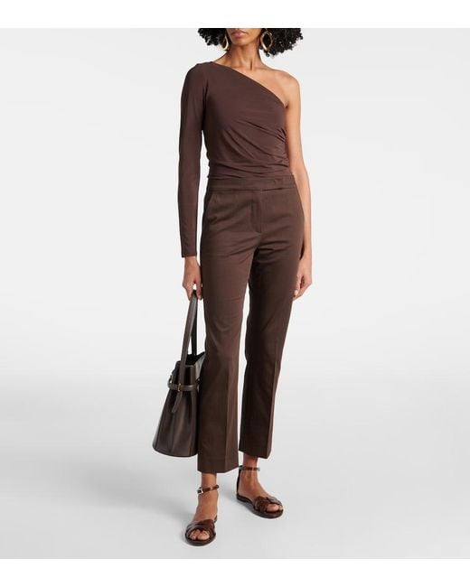 Max Mara Brown Spluga One-Shoulder Top