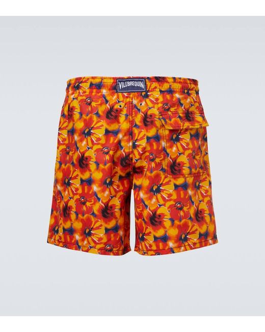 Vilebrequin Orange Floral Swim Trunks for men