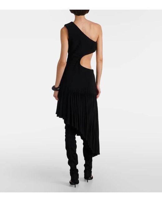 Vestido Midi Asimetrico Con Abertura Alaïa de color Black