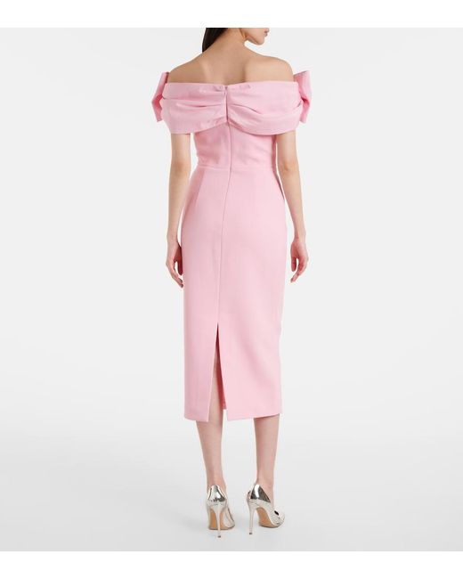 Rebecca Vallance Pink Isabella Bow-Detail Crepe Midi Dress