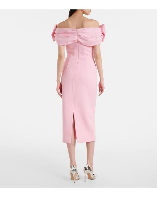 Rebecca Vallance Pink Isabella Bow-Detail Crepe Midi Dress