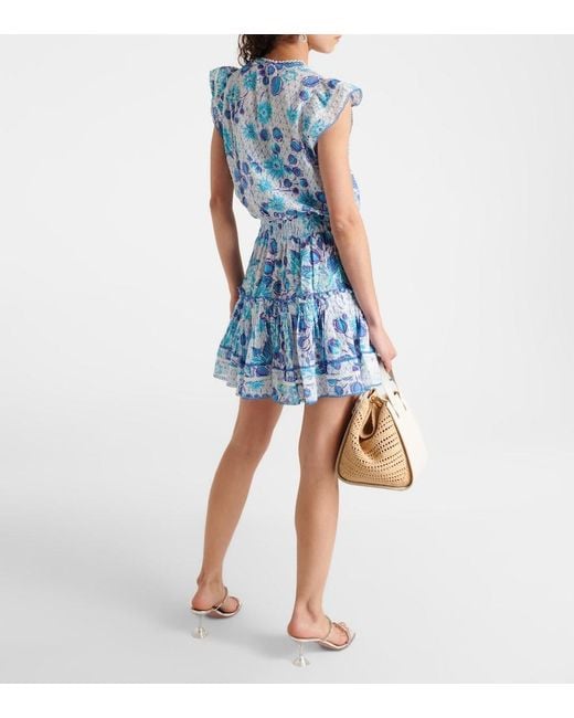 Poupette Blue Anais Printed Cotton Minidress