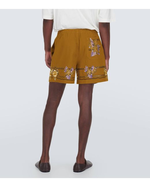 Bode Natural Embroidered Cotton Shorts for men