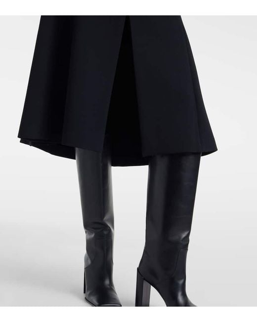 Alaïa Black Pleated Midi Skirt