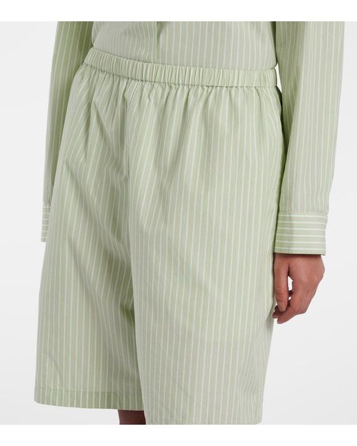 The Row Multicolor Zinnia Striped Cotton Poplin Bermuda Shorts