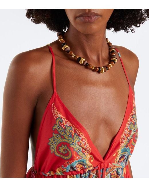 Etro Printed Tiered Cotton Maxi Dress