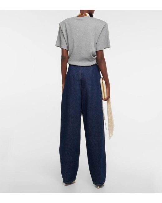 Magda Butrym Gray Cropped Cotton-Blend T-Shirt