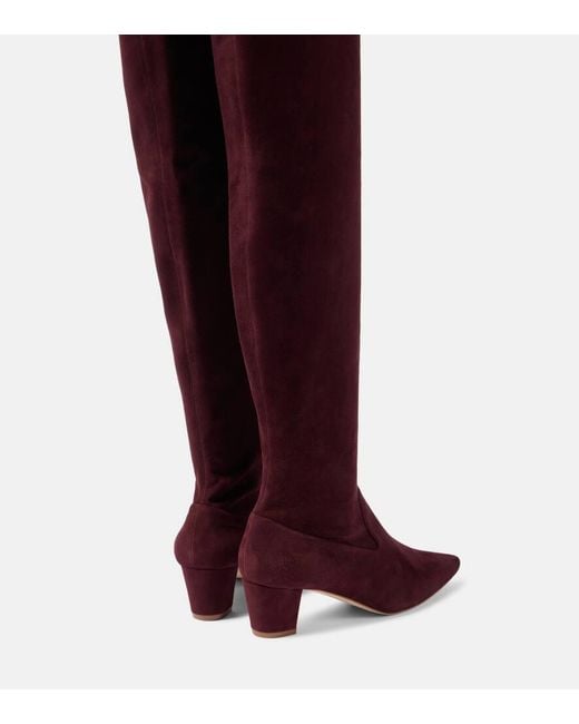 Manolo Blahnik Red Lupasca Suede Over-The-Knee Boots