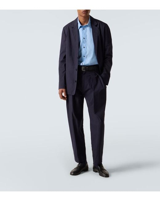 The Row Blue Dyon Pleated Cotton Tapered Pants for men