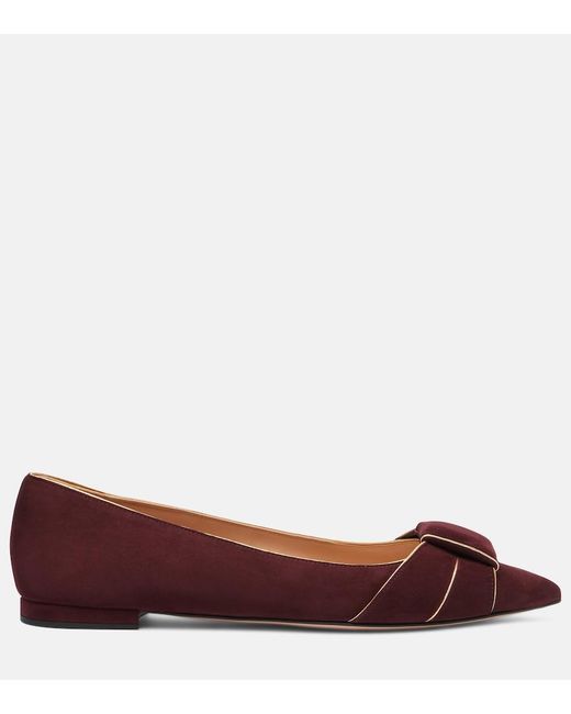 Gianvito Rossi Red Suede Ballet Flats