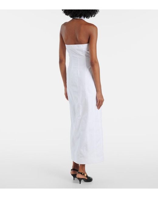 Balmain White Open-Back Buttoned Poplin Shirt Dress