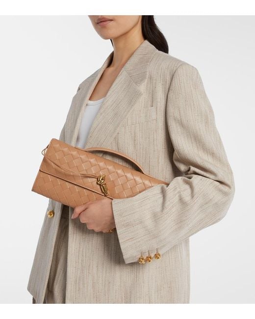 Bottega Veneta Brown Andiamo Intrecciato Leather Clutch