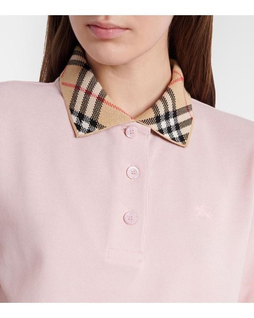 Burberry Pink Check Cotton Polo Dress