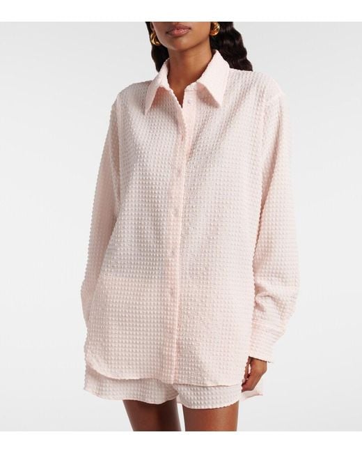 Hunza G Pink Resort Checked Seersucker Shirt