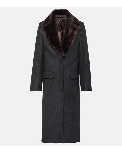Cappotto in misto lana con shearling di Totême  in Black