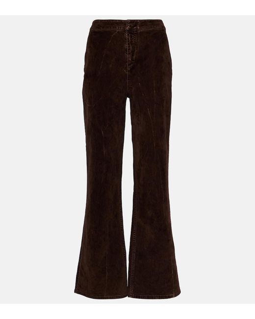 Loewe Brown High-rise Cotton-blend Velvet Pants