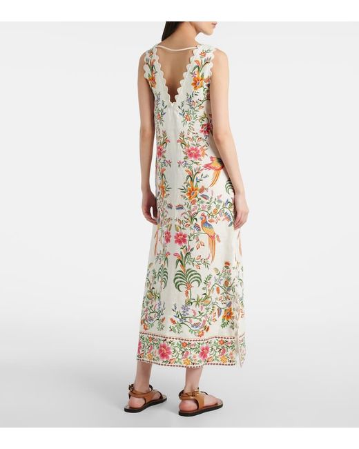 Robe Longue Imprimee En Lin Farm Rio en coloris White