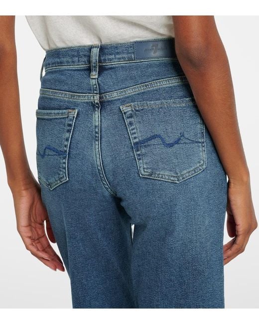 7 For All Mankind Blue Alexa High-Rise Cropped Straight Jeans