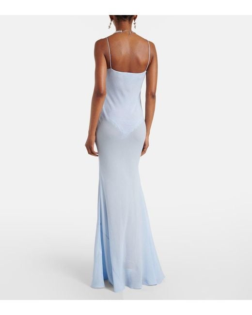 Self-Portrait Blue Maxi Georgette Dress